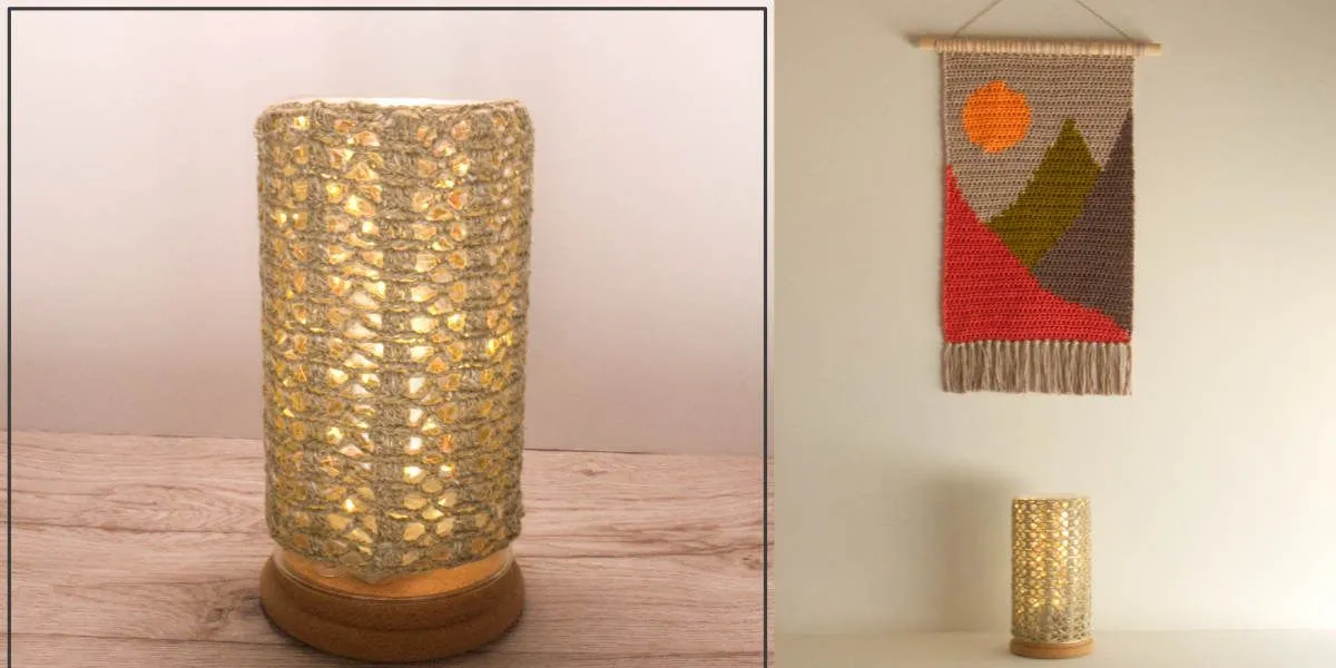Crochet Lamp With Glass Pot