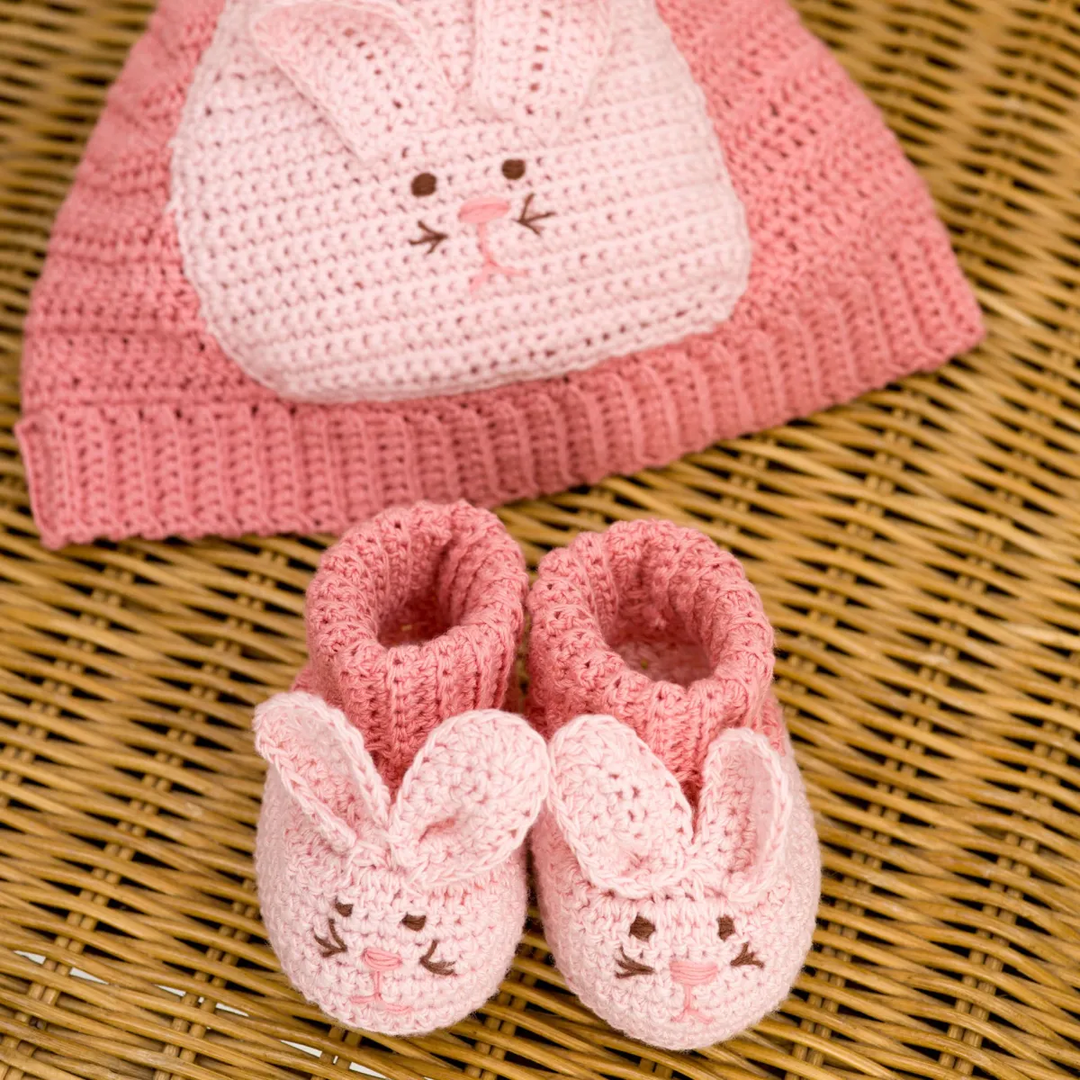 Baby Bunny Hat and Booties Set in Crochet