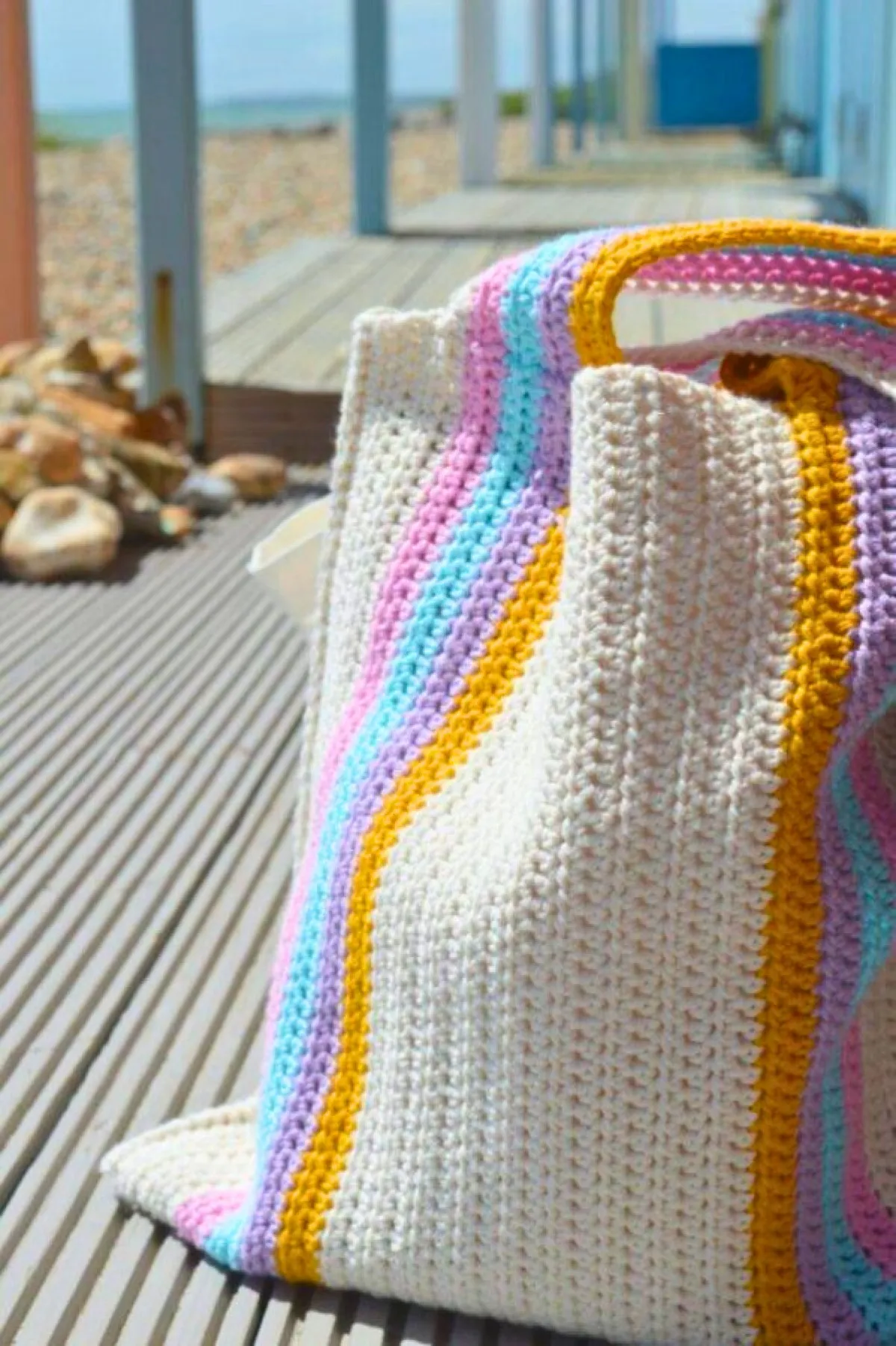 Seamless Rainbow Crochet Tote Bag